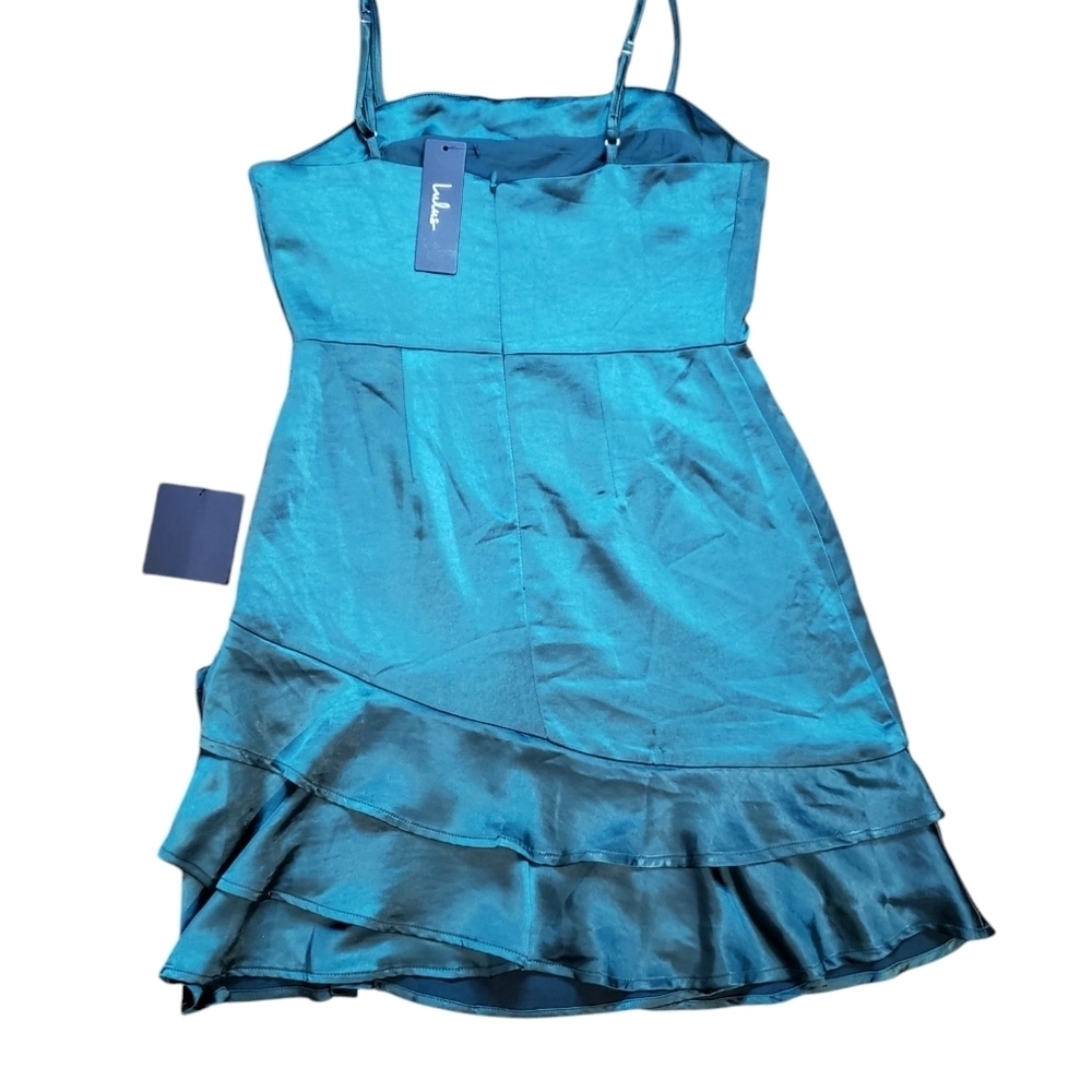 Lulus Green Ruffle Mini Dress Small NWT - Picture 4 of 10
